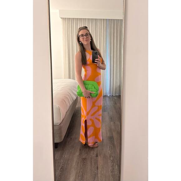 SOLID & STRIPED Carnation Pink Clementine Funky Pattern Knit Sia Dress size L - Picture 14 of 14